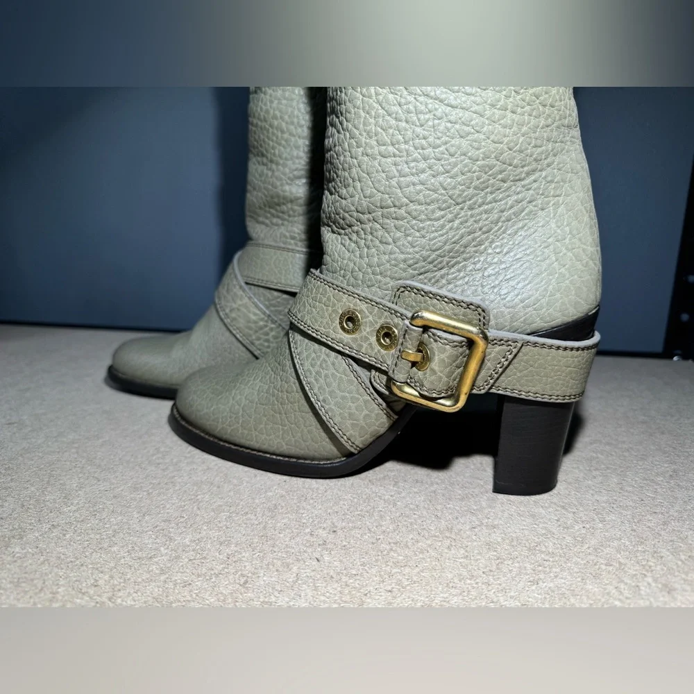 Authentic Women's Dolce & Gabanna‎ Over Knee Leather Khaki Boots Size 37 (US 7)